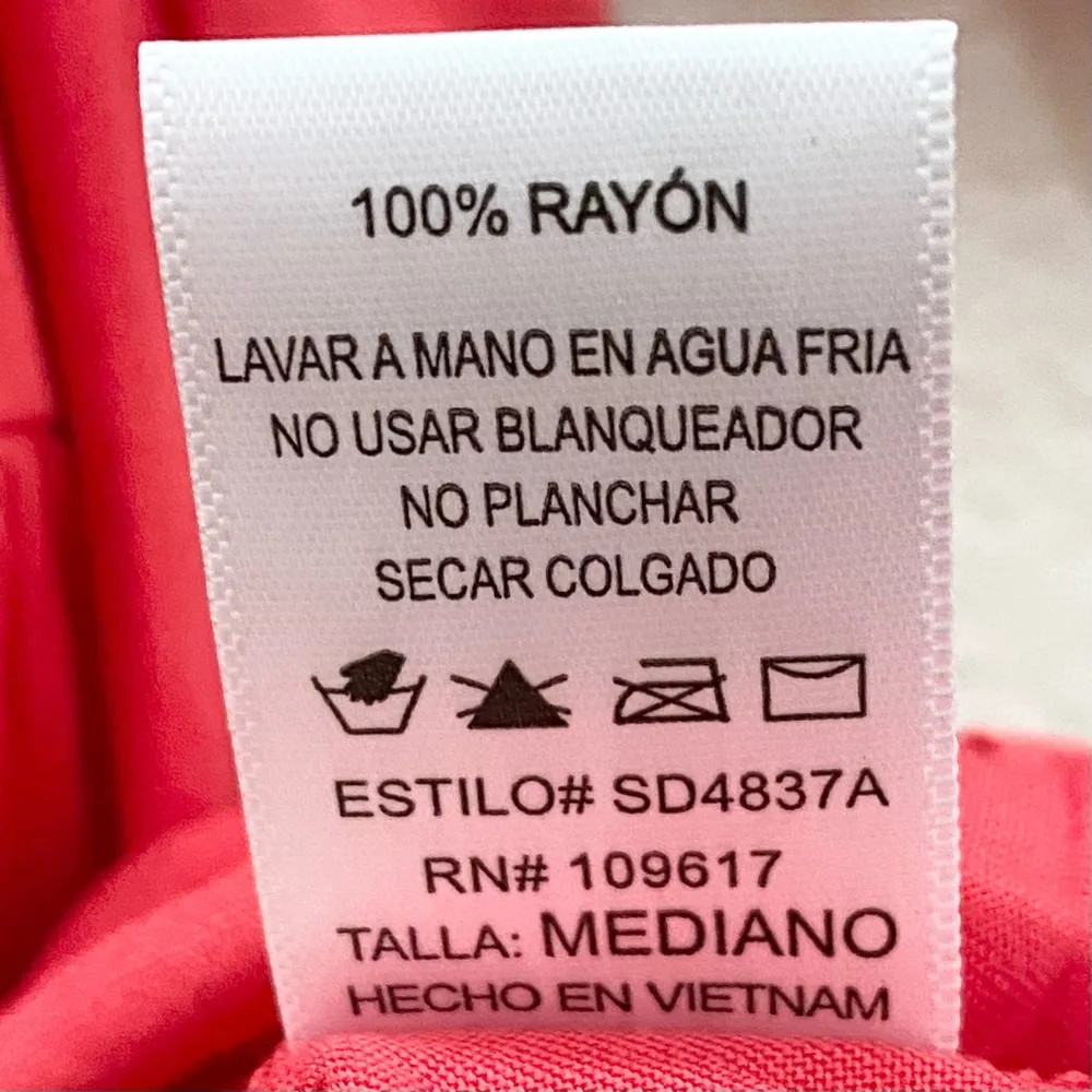 SHINESTAR Coral Pink Tiered Puff Sleeves Summer Mini Dress Size M - Image 11