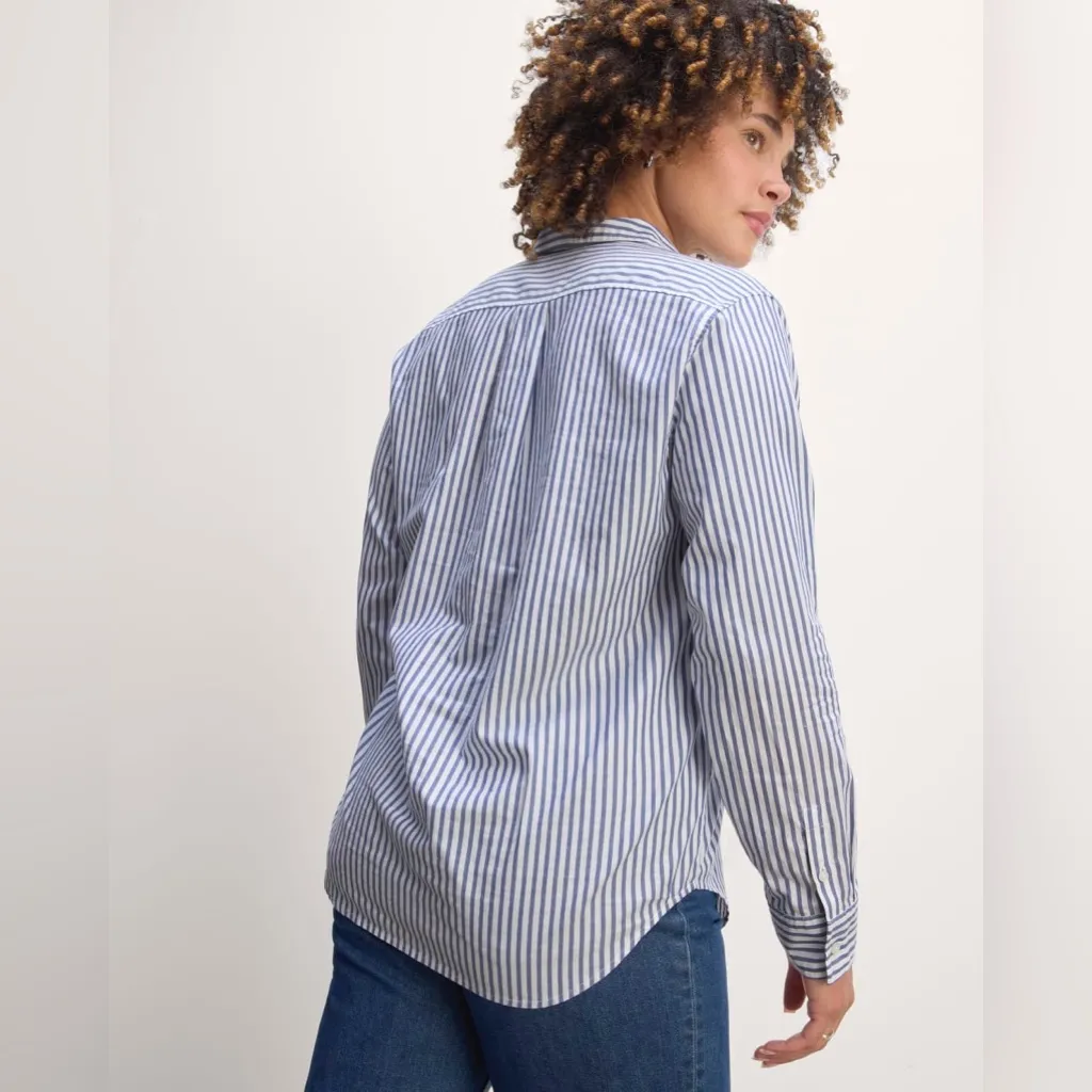 Everlane Shirt In Silky Cotton Blue/White Stripe XL(14-16)NWT Boxy Button Up - Image 6