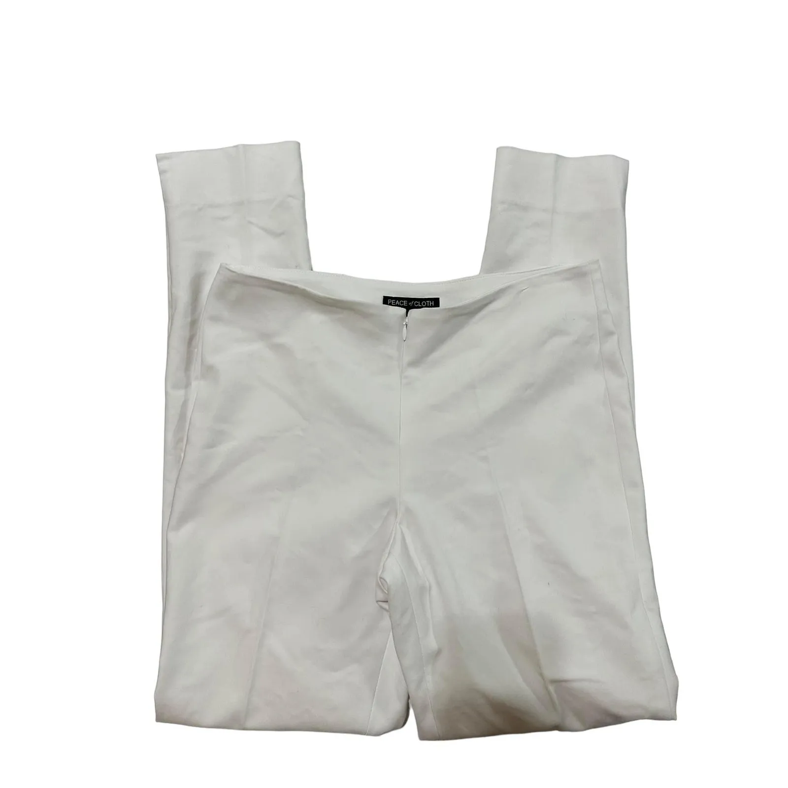 Peace of Cloth Women's Panticular‎ White Cropped Pants Front Zip Sz 4 - Image 2