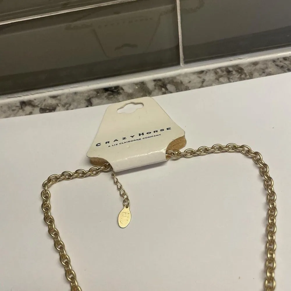 CH Crazy Horse by Liz Claiborne SOCIAL OPAL Necklace Gold Tone Chain $22 - Image 3