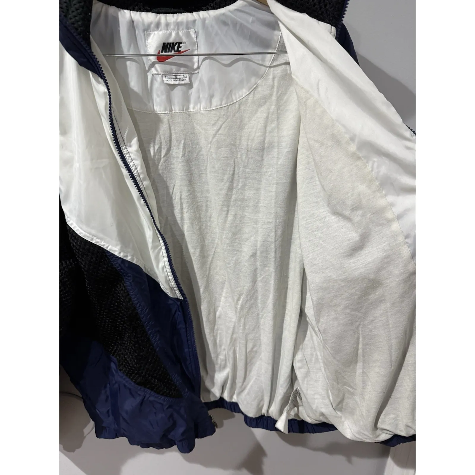 Vintage‎ Nike Track Suit Jacket Pants Blue White Black Mesh L 90s Y2K - Image 7