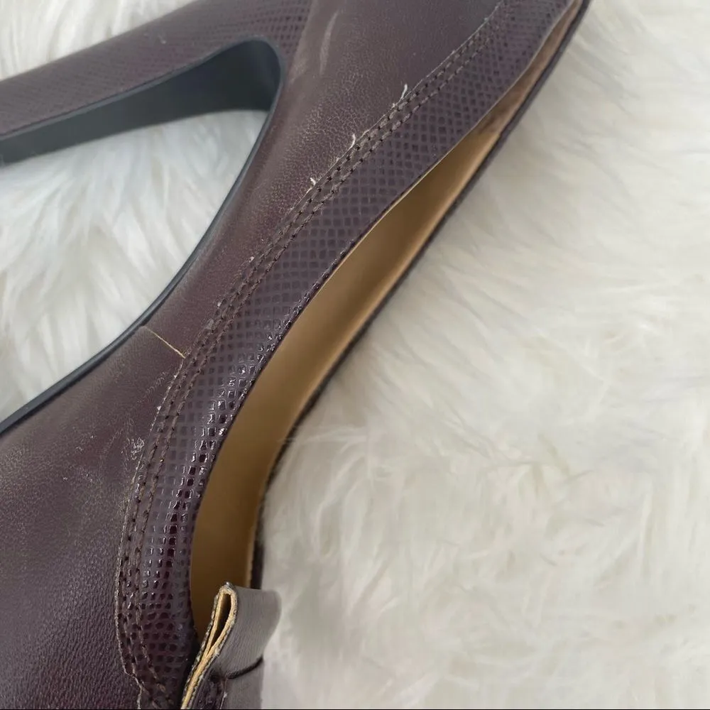 Vintage 90s Nine West Brown Leather Oxford Heels size 7.5 Preppy Academic Studde - Image 3