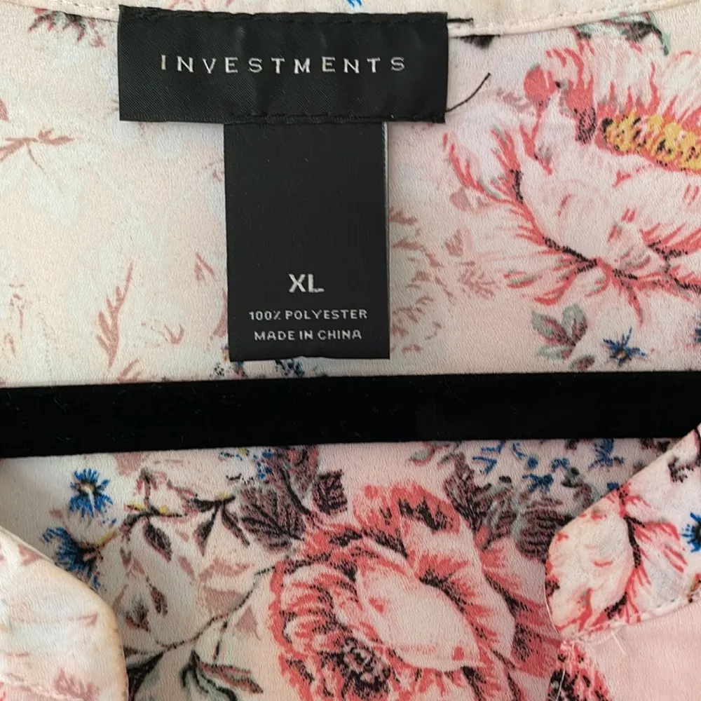 Investments Pink floral flutter sleeve top XL office workwear career - Image 3