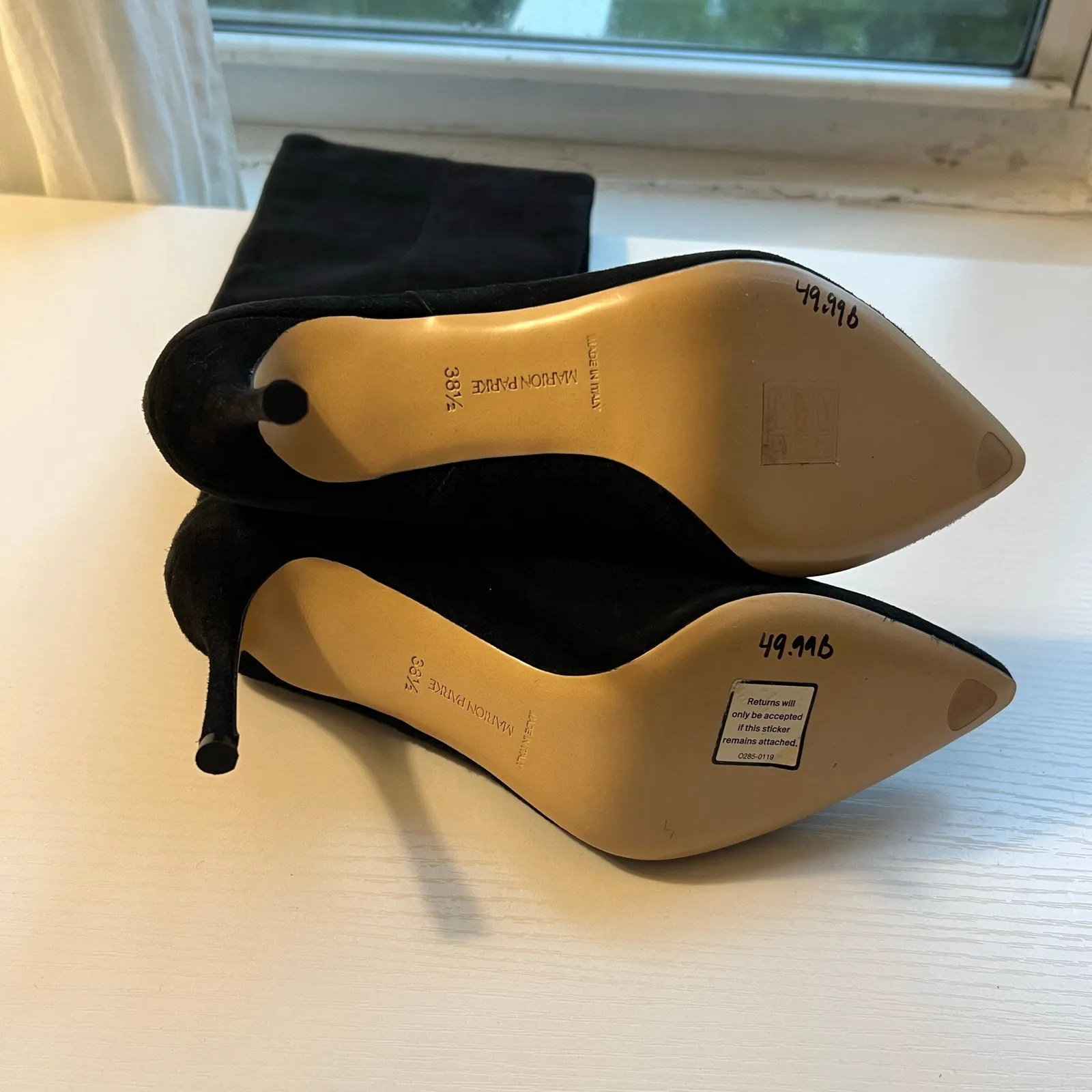 Marion Parke Marie Boots size 38.5 black suede heeled NEW pointed toe CLM - Image 4