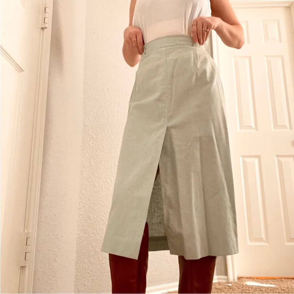 Vintage Bobbie Brooks Light Blue Pencil Skirt Green Size 2 - Image 5