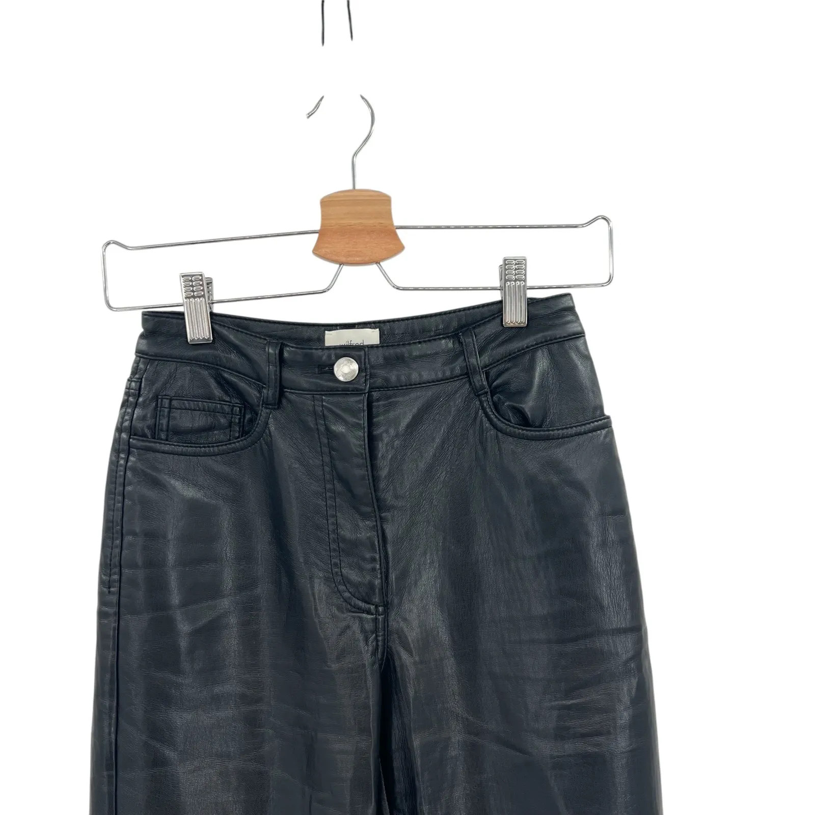 Aritzia Wilfred The‎ Melina Pant Faux Vegan Leather High Waist Black Size 0 - Image 4