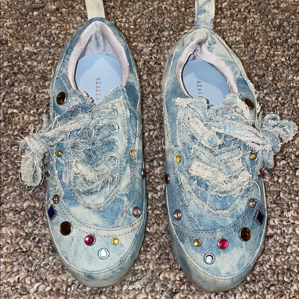 Womens Like New Azalea Wang Mai Denim Sneakers Blue Size 6 - Image 3