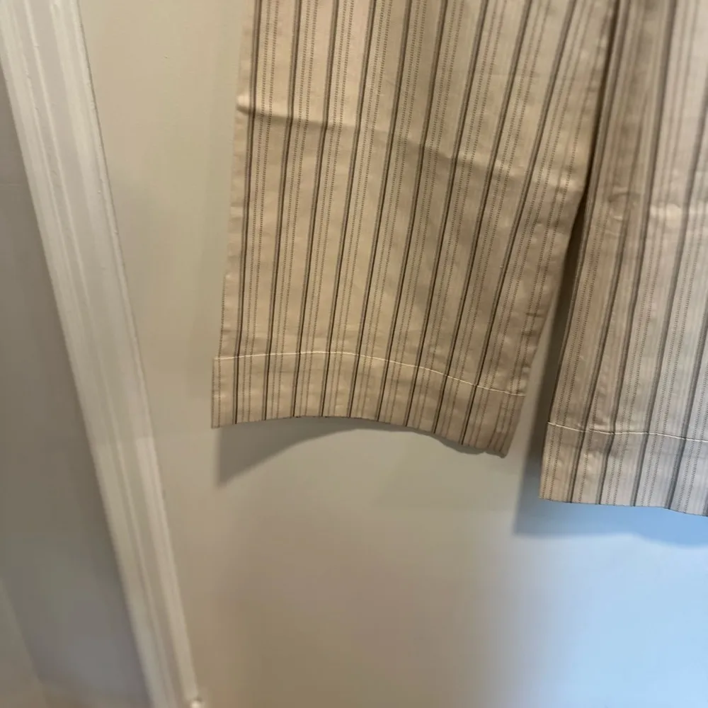 NWOT The Loft Marisa Sz: 8 Wide Leg Cream Vertical Striped Dress Pant w/tie Belt - Image 11