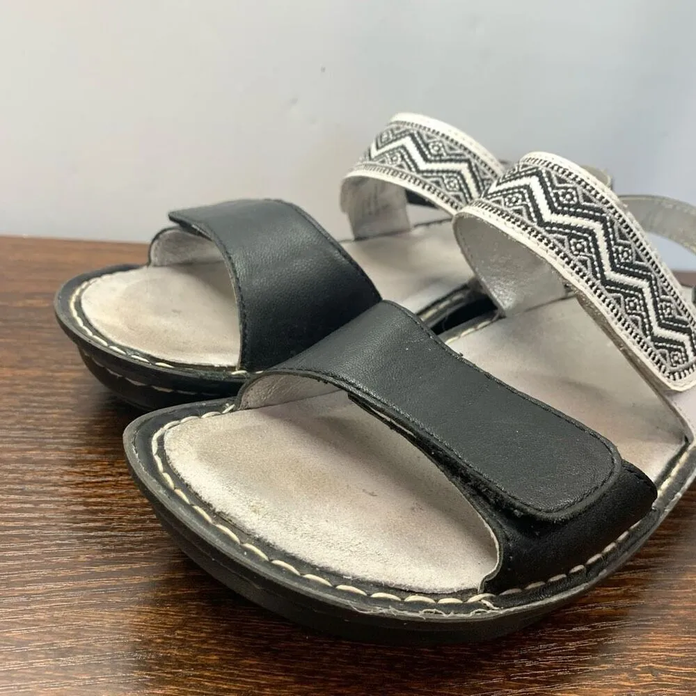 Alegria  Women's Leather Aztec Embroidered Two Strap Sandals Size 39 EU - Image 2