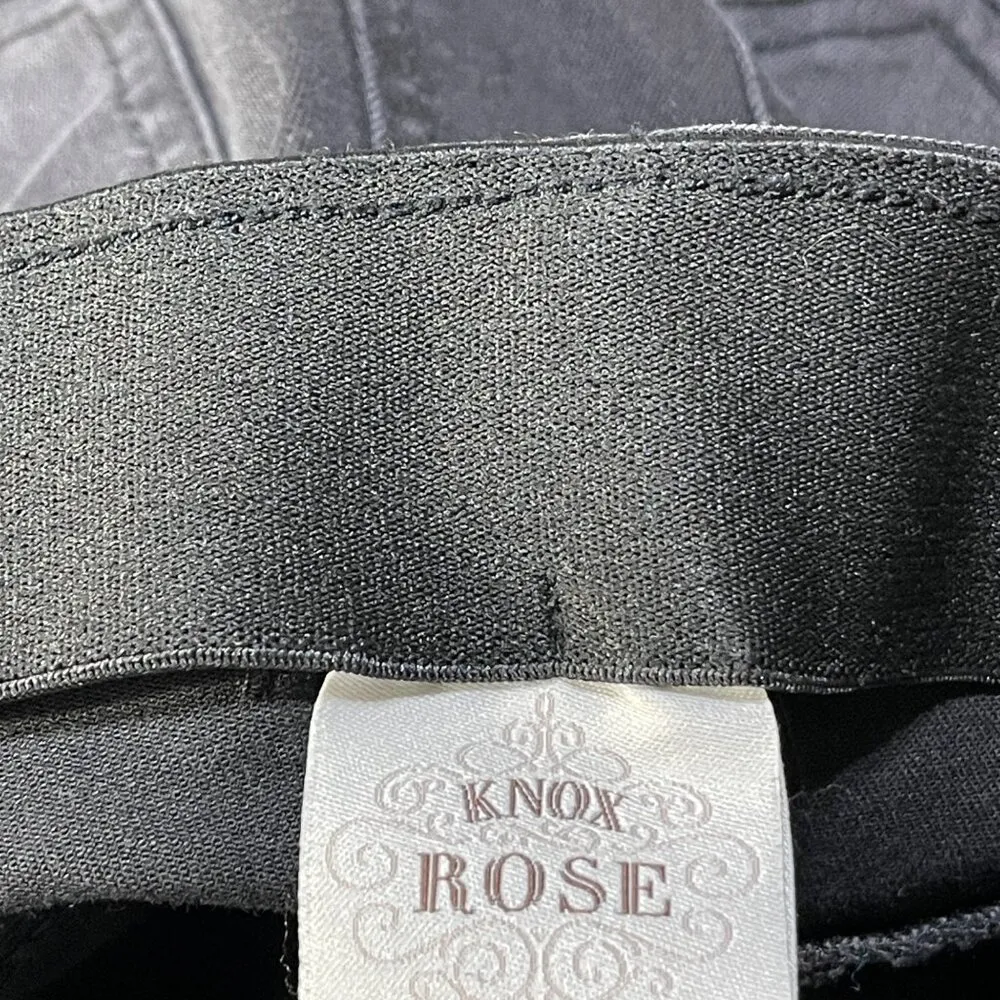 Knox Rose Wide Leg Jegging Elastic Waist Raw Hem Washed Out Black Size 10 Jean - Image 5