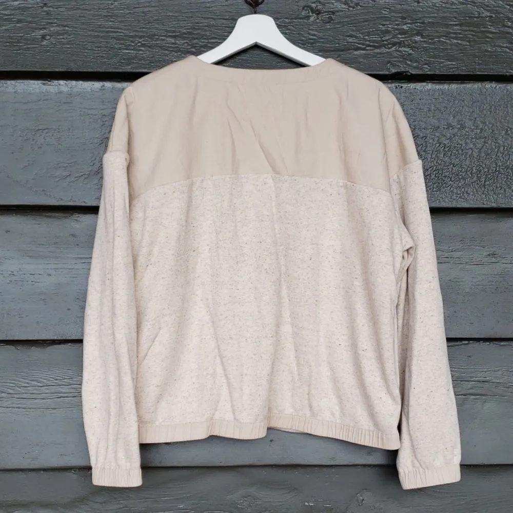 REl Small Cooperative Nook Quilted Sweatshirt Heathered Macadamia Brushed Fleece - Image 3