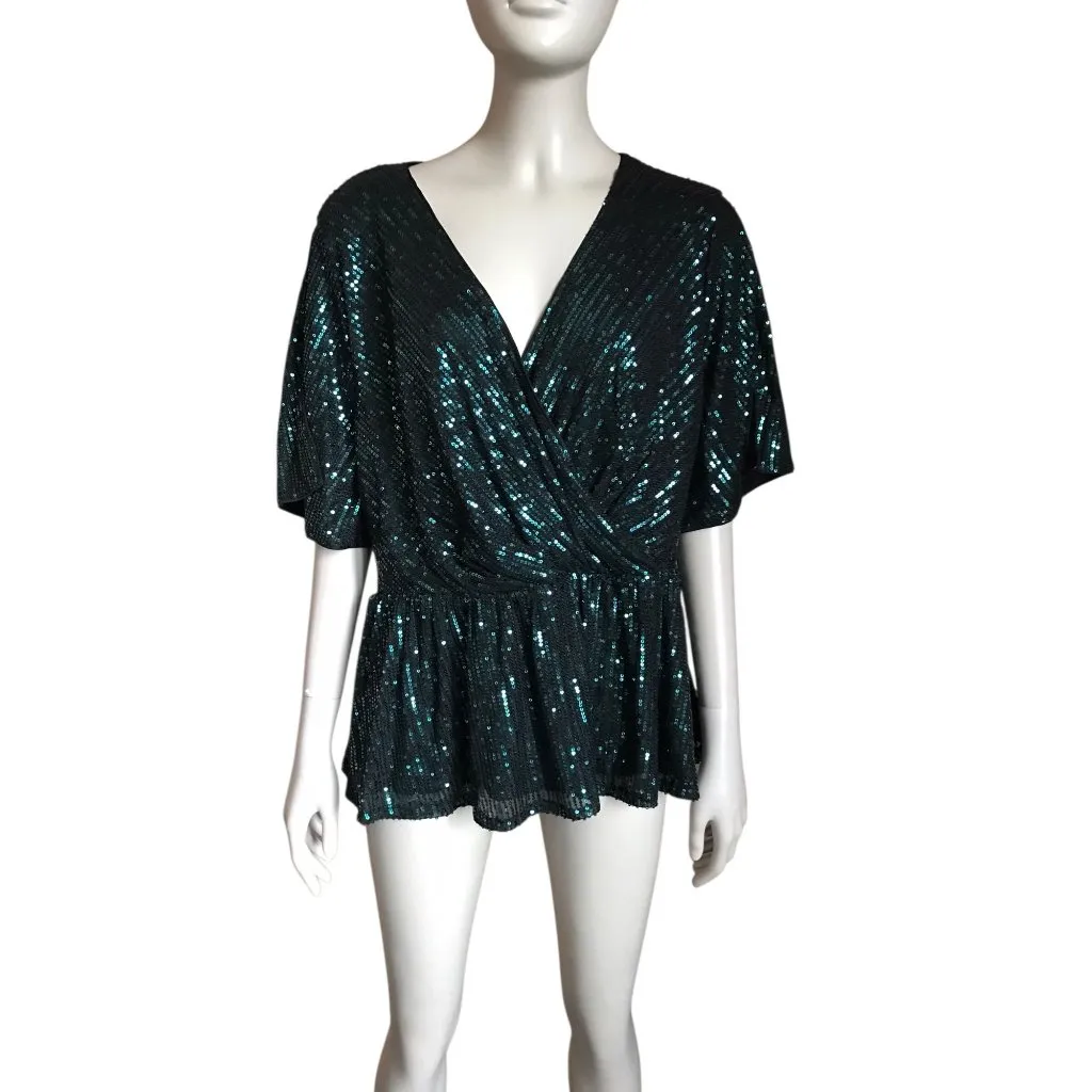 NWT Grace Karin Blue and Black Sequin Blouse - Image 2