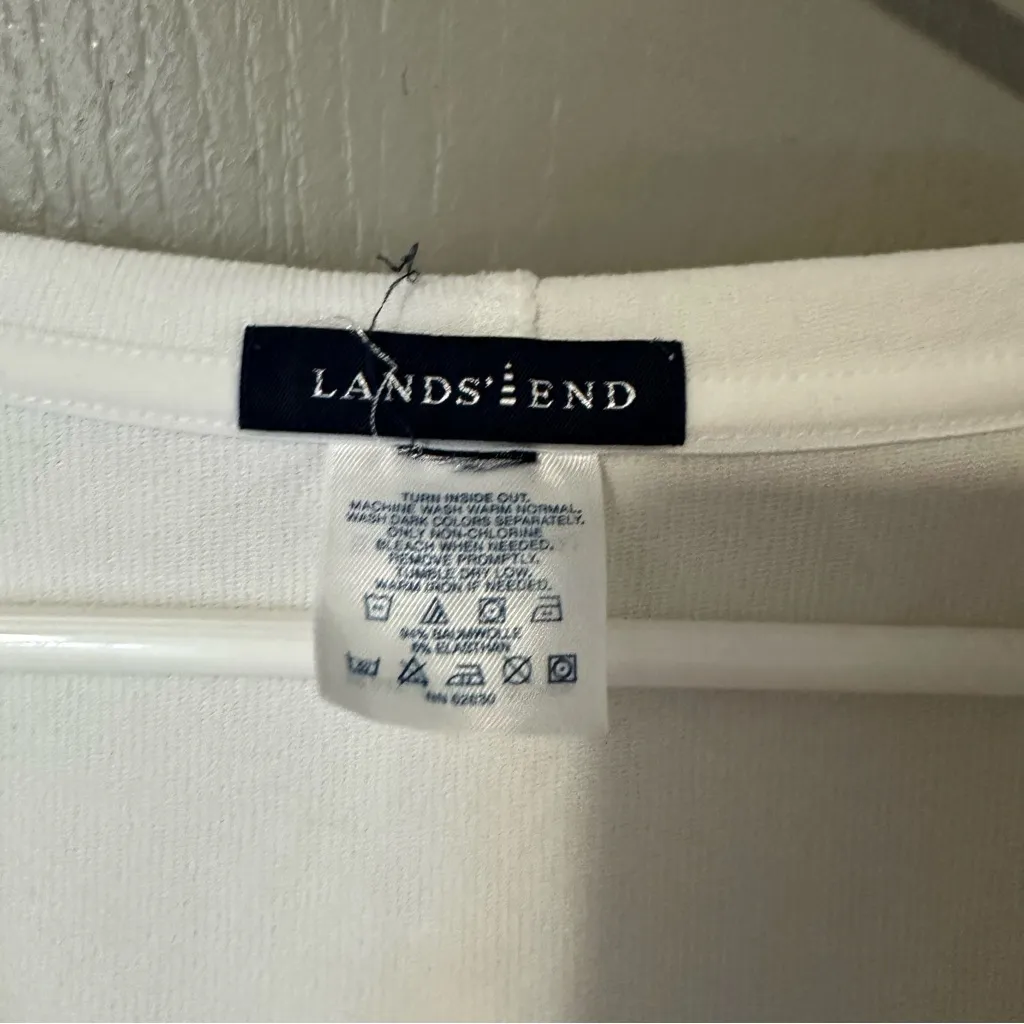 Lands' End Women's White Hoodie Top XL Cozy Soft Plain Workout Fall Casual - Image 3