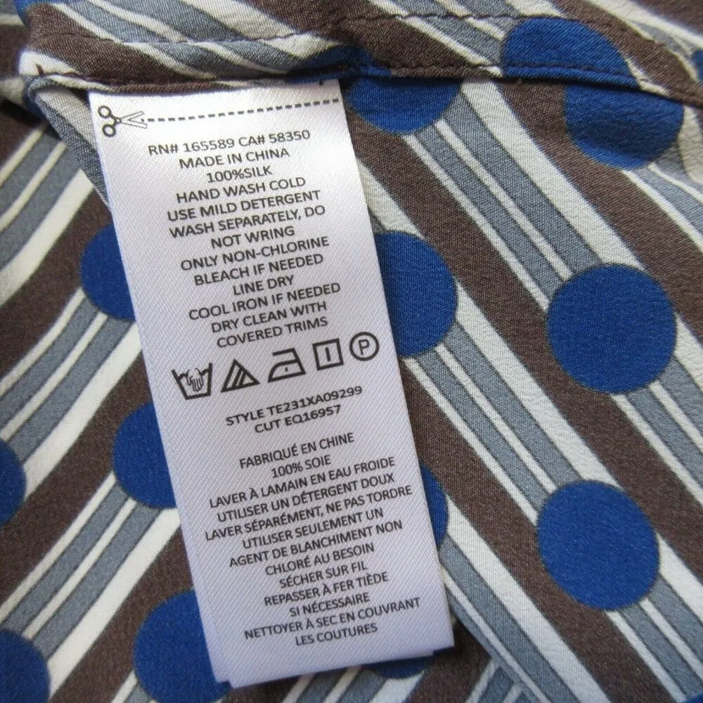 NWT Equipment Slim Signature in True Blue Geometric Silk Button Down Shirt 3X - Image 5