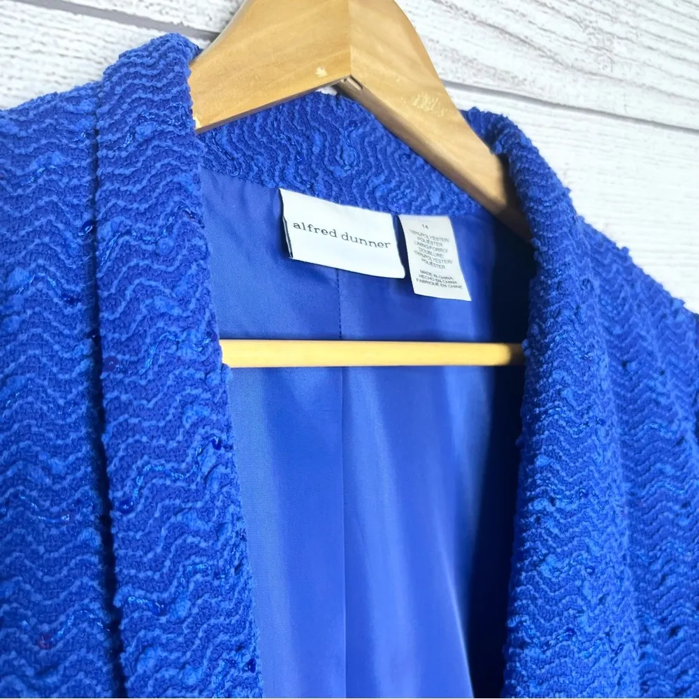 Blue Sequin Sparkle Knit Open Front Cardigan Blazer Jacket Size 14 - Image 5