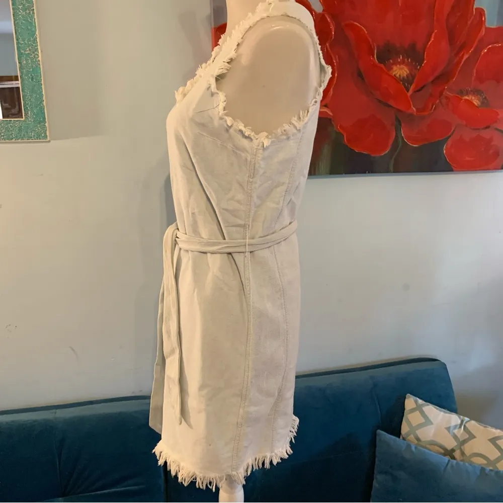 Rosie HW Paige Light Washed Blue Cotton Frayed Edge Sleeveless Dress XS - Image 7