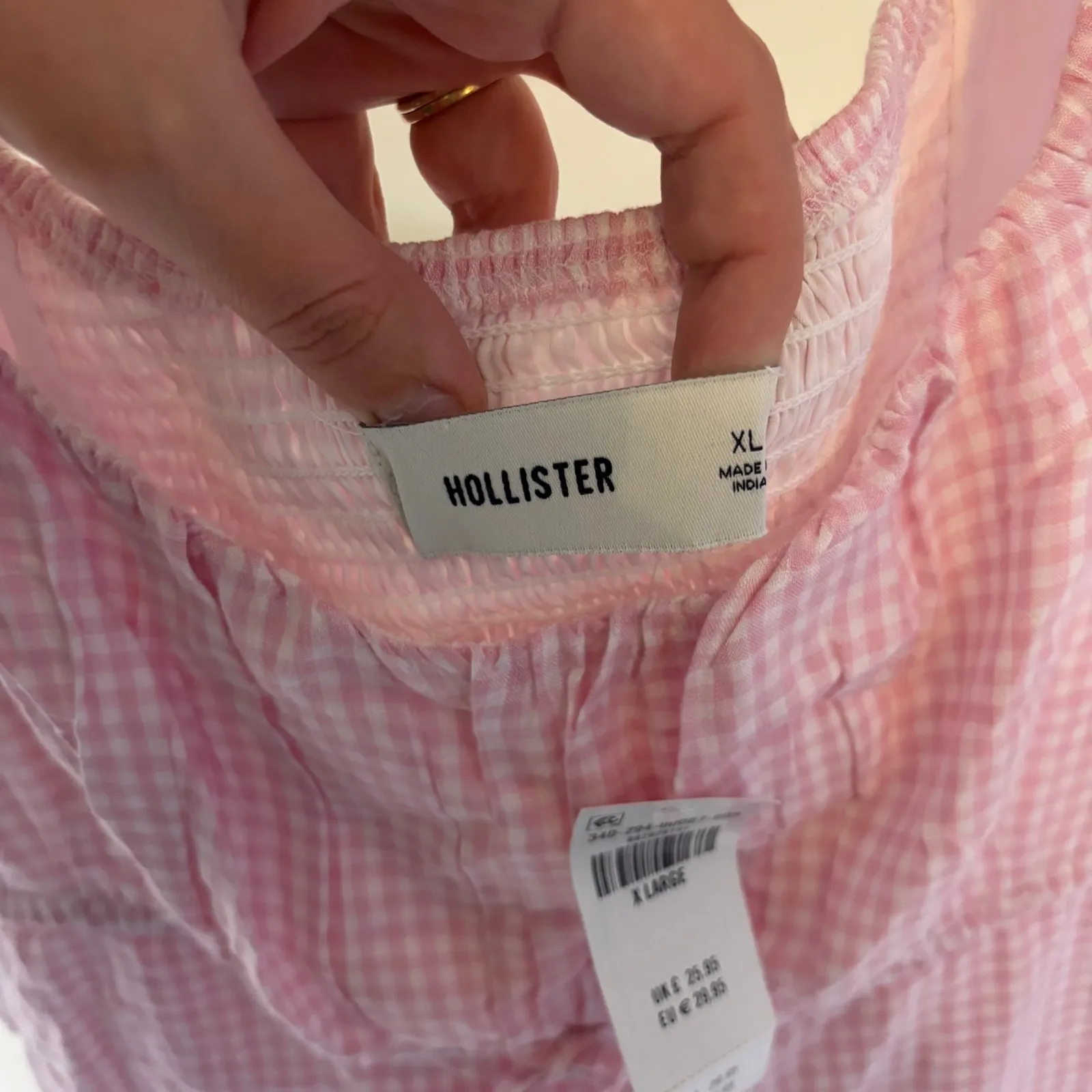 Hollister NWT Women's Pink Gingham On Off Shoulder Scoop Neck Tank Top XL - Image 2