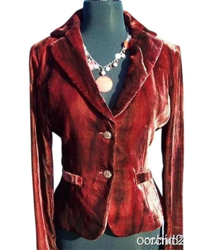 Cache Expresso Velvet Dip-Dye Jacket Coat Top New Lined Brown Black $178 NWT - Image 9