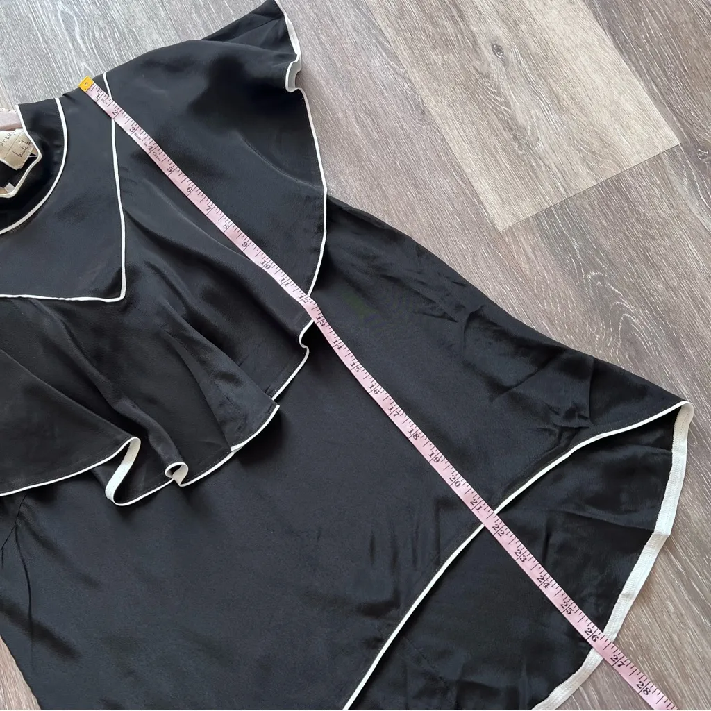 Atelier Nicole miller black‎ and white trim ruffle flounce blouse - Image 2