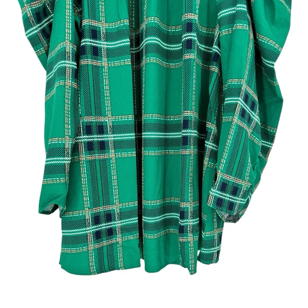 Sugarlips Woodland Jade Plaid Drape Sleeve Top size 1X Green NWT Holiday Festive - Image 6