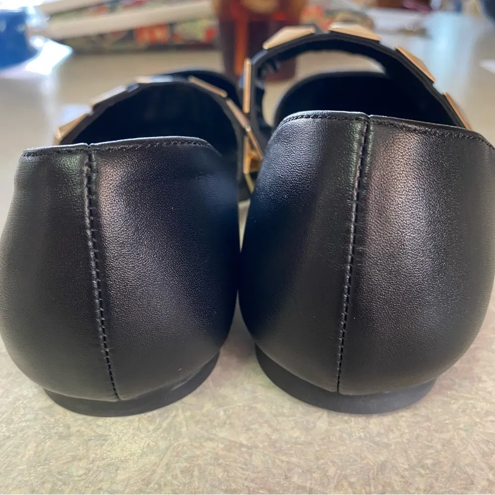 Steve Madden  Black Meghan Gold Studded Minimalist Coastal Goth Pointed Toe Flats - Image 5