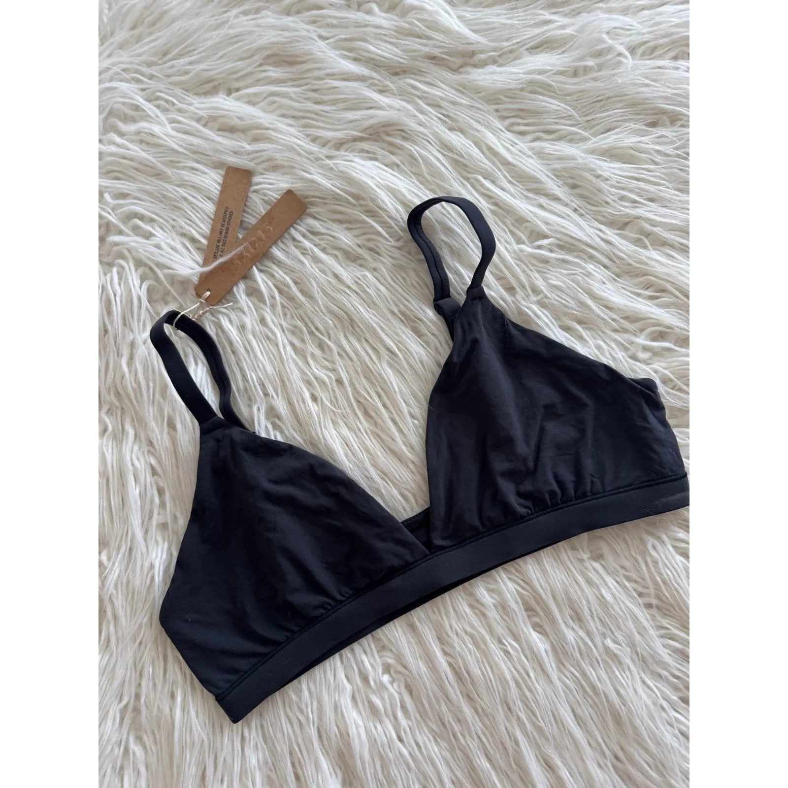 Skims Fits Everybody Triangle Bralette Onyx Size Large - Image 3