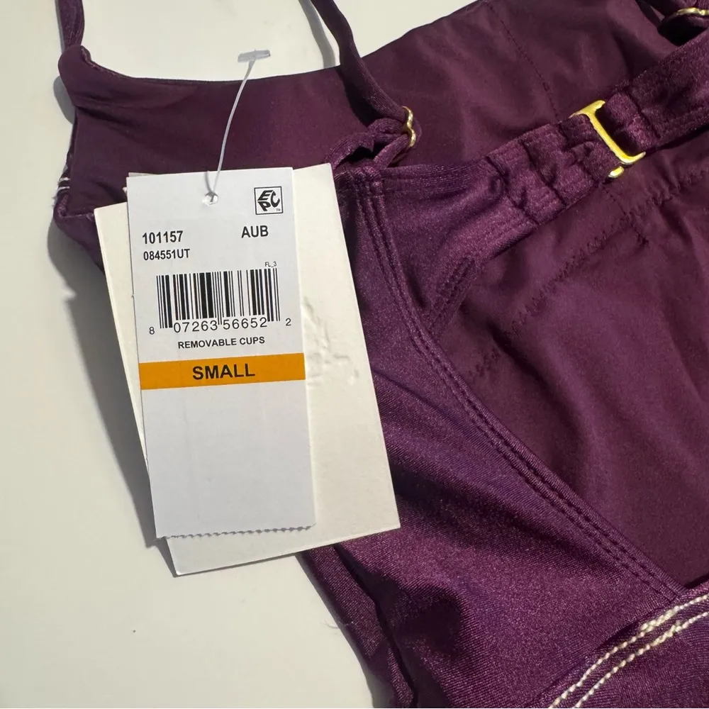 BECCA Women's Standard Color Sheen One Piece Metallic Purple Aubergine corset - Image 8