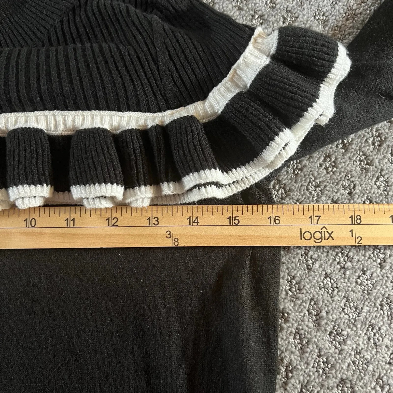 ASOS Womens Ruffle Shoulder Sweater‎ Dress Black White Size 2 Acrylic Blend - Image 4