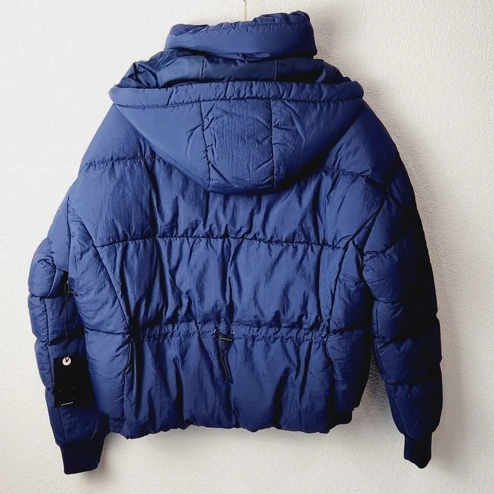 LUCKY Brand Short Puffer Medium Blue Hooded Jacket Size: S - Image 4
