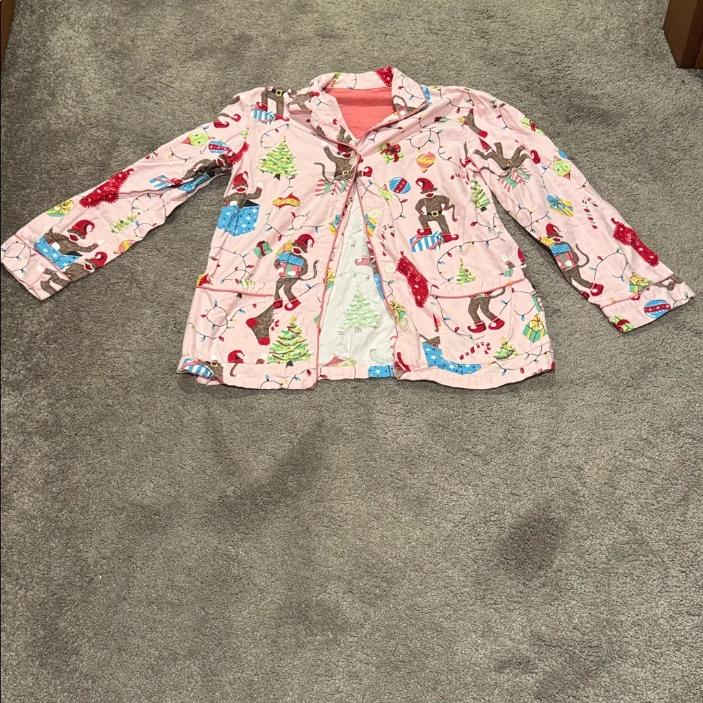 Nick & Nora Pink Monkey Christmas Flannel Pajama Set SIZE XS - Image 2