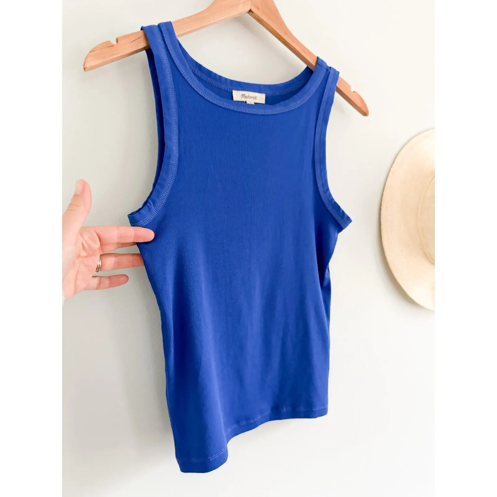 Madewell | NWT High-Neck (Re)generative Cotton Essential Tank Sapphire Blue Sz S - Image 3
