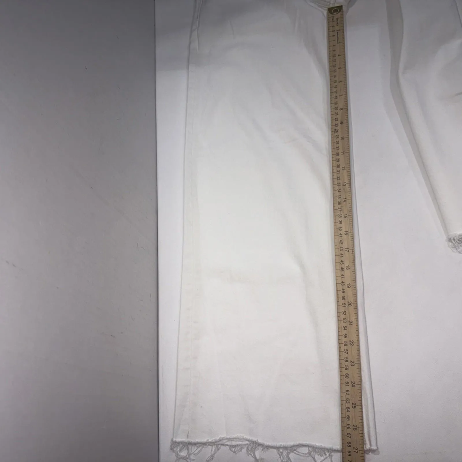 American Eagle White Super High Rise Baggy Wide Leg Ankle Jeans Boho Hippie Sz 0 - Image 12