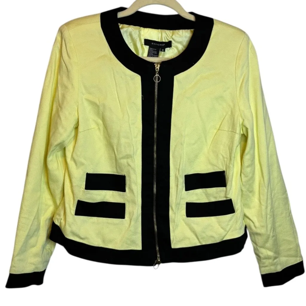 Sandro Blazer Women's Size Medium Office Business Black Yellow - Image 2