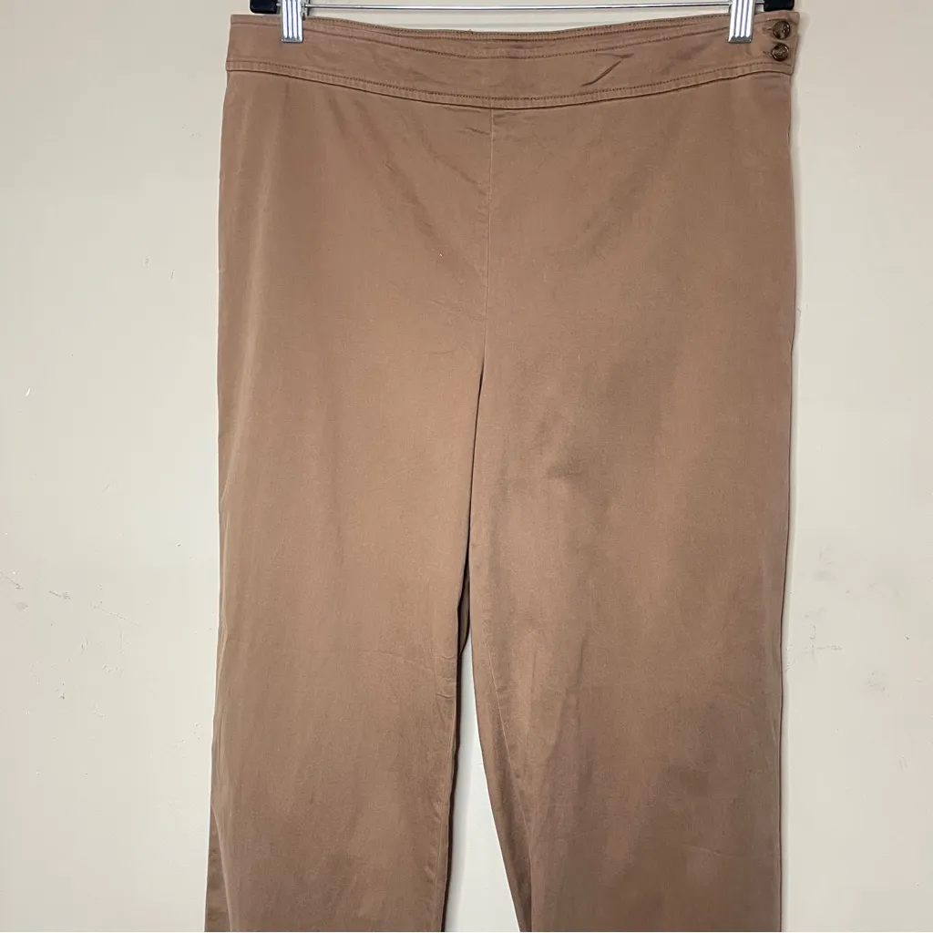 VINTAGE COLDWATER CREEK Light Brown High Rise Wide Leg Chinos, Size 14 - Image 2