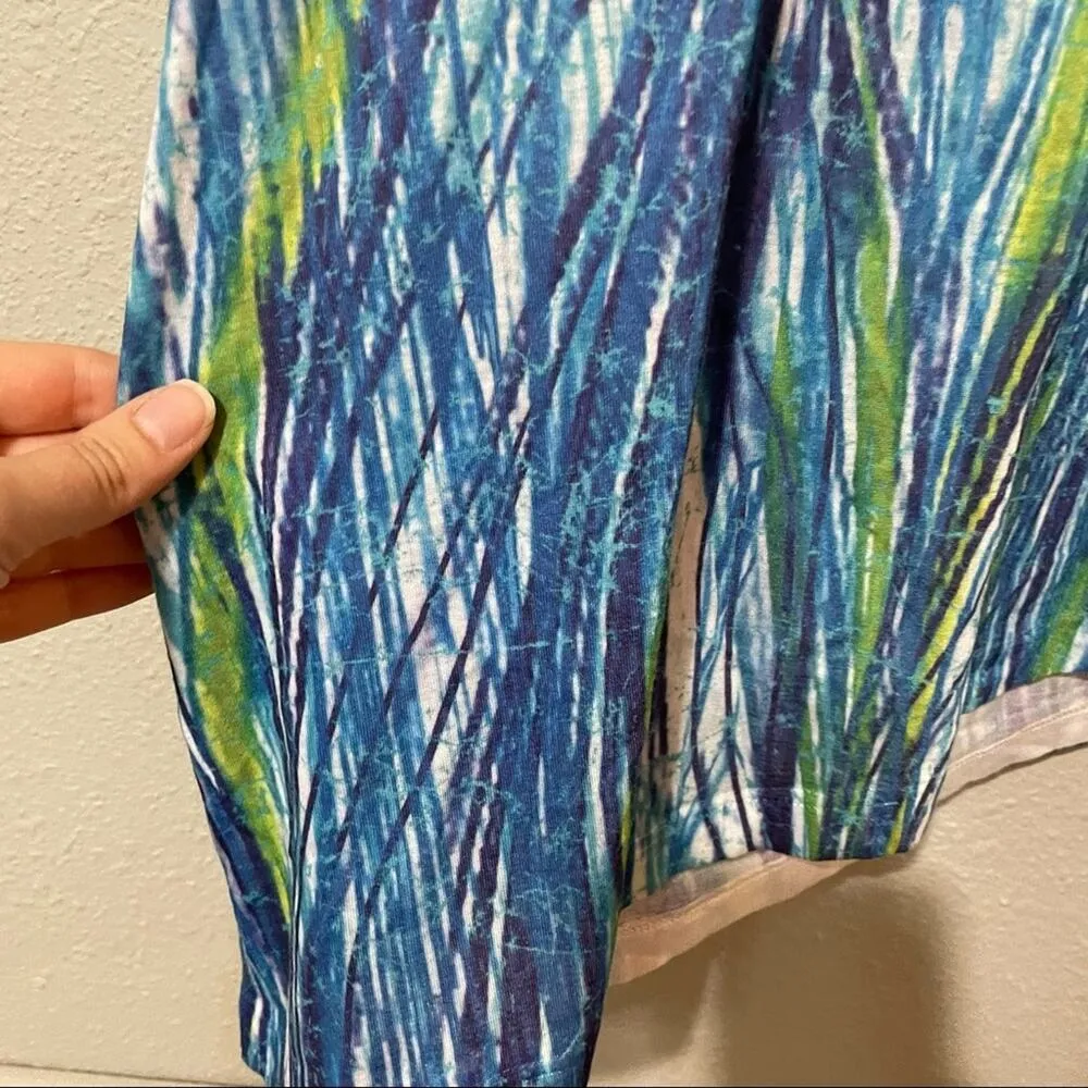 Endless Designs Green & Blue Striped Asymmetrical Short Sleeve Tee Shirt 2X - Image 5