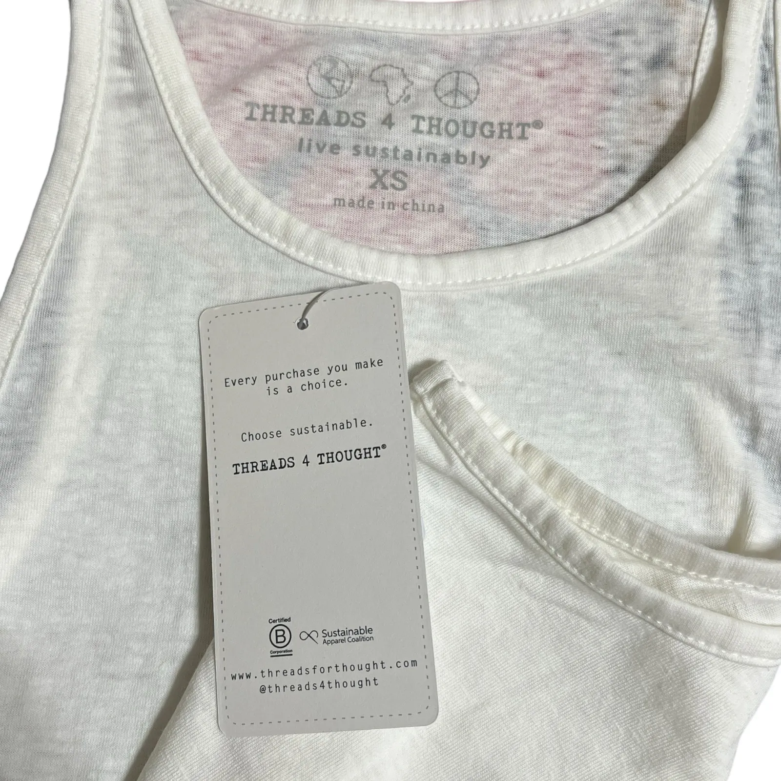 Threads 4 Thought T4T (XS) White Racerback High Round Neck Thin Strap Tank - Image 4