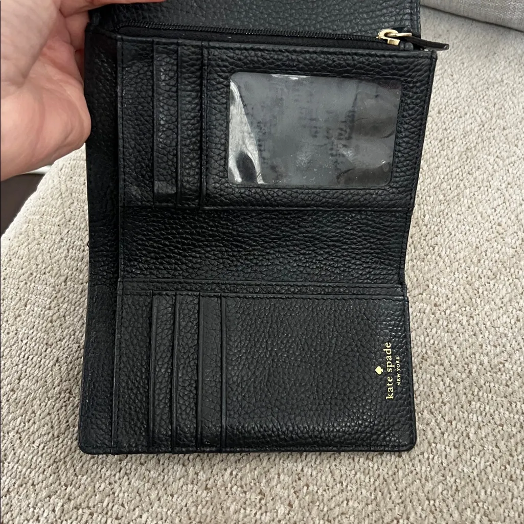 Kate Spade Black Wallet pebbled wallet with Gold Accent - Image 4