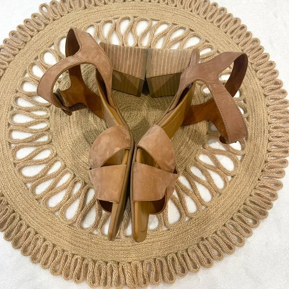 Paul Green Tan Suede Cross-Front Velcro Ankle Strap Heel Sandals UK4.5/US7 - Image 4