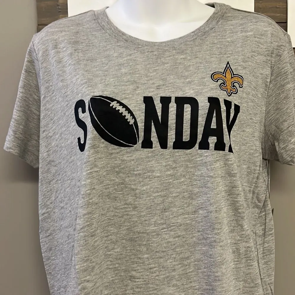 NFL New Orleans Sunday Football Women’s Short Sleeve Heather Gray T-Shirt-Large - Image 5