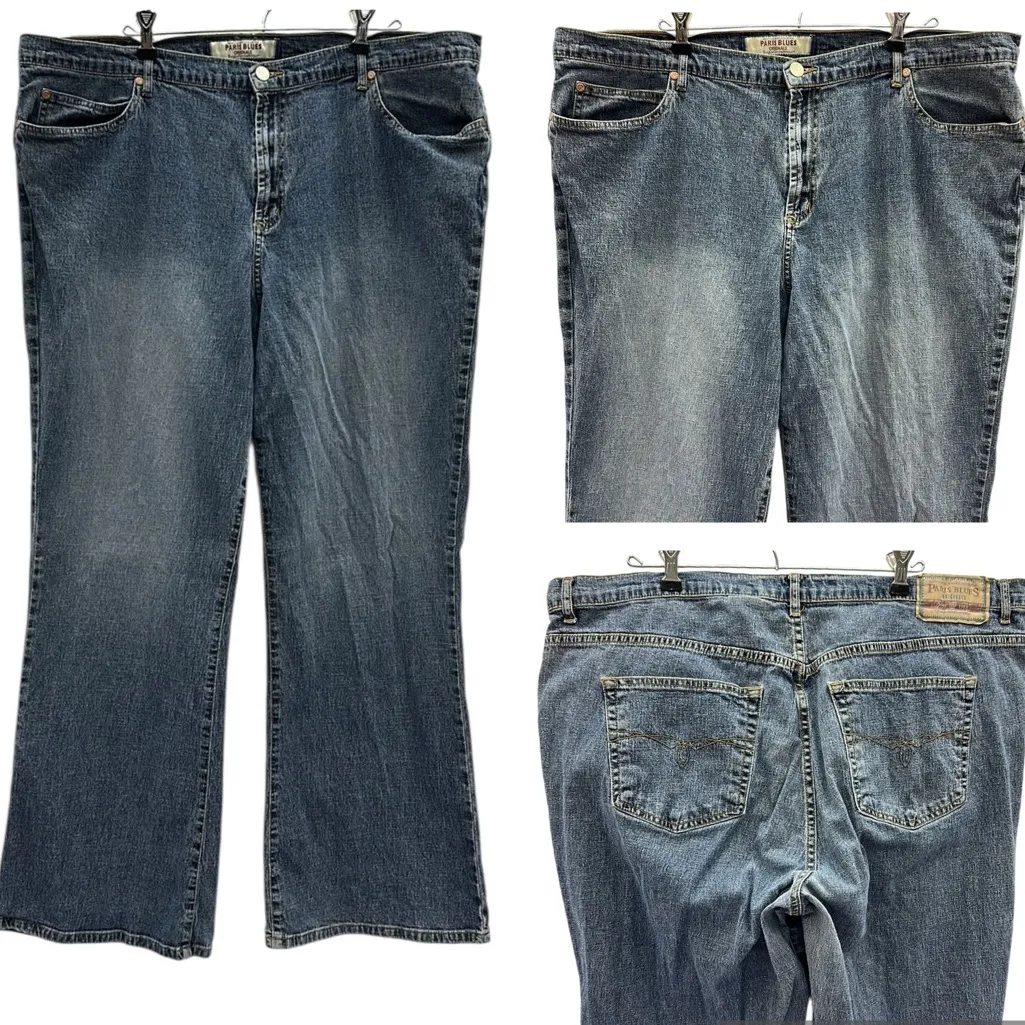 Paris Blues High Waist Straight Leg Stretch Denim Blue Jeans Plus Size 22W - Image 2