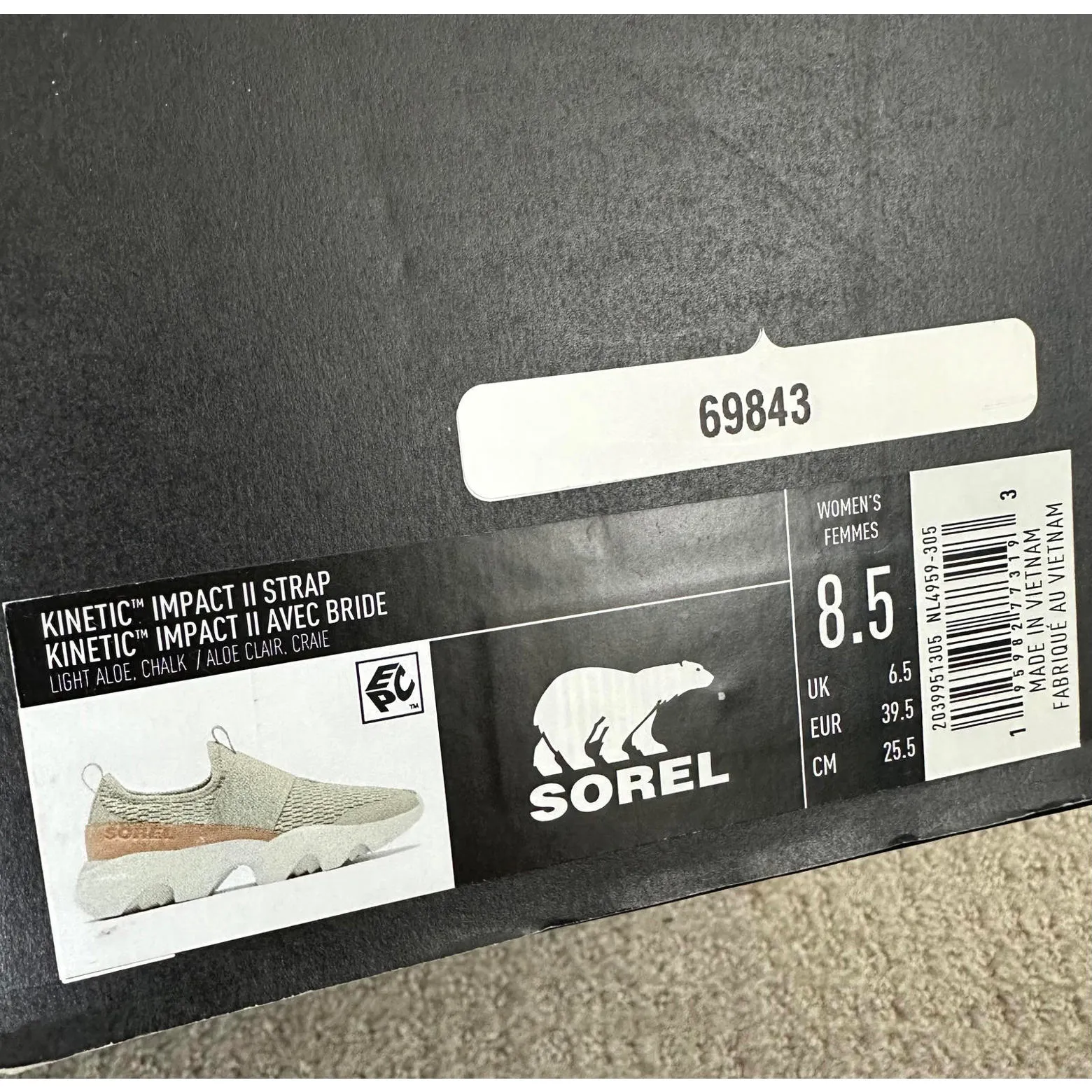 Sorel KINETIC Impact II Strap Women's Sneaker Size 8.5 Light Aloe/Chalk 2039951 - Image 8