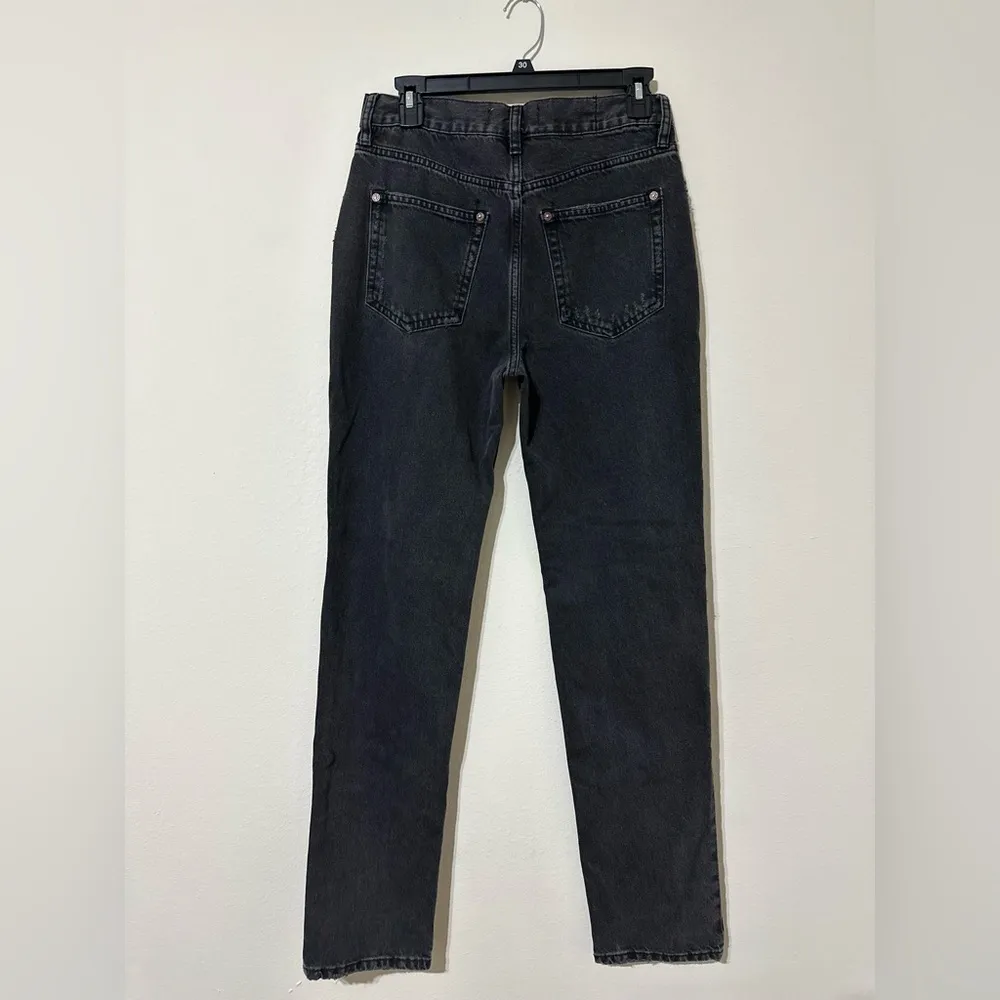 NEW!! Free People FP Lasso 25 Straight High Waist Jeans Black Cowgirl Distressed - Image 2