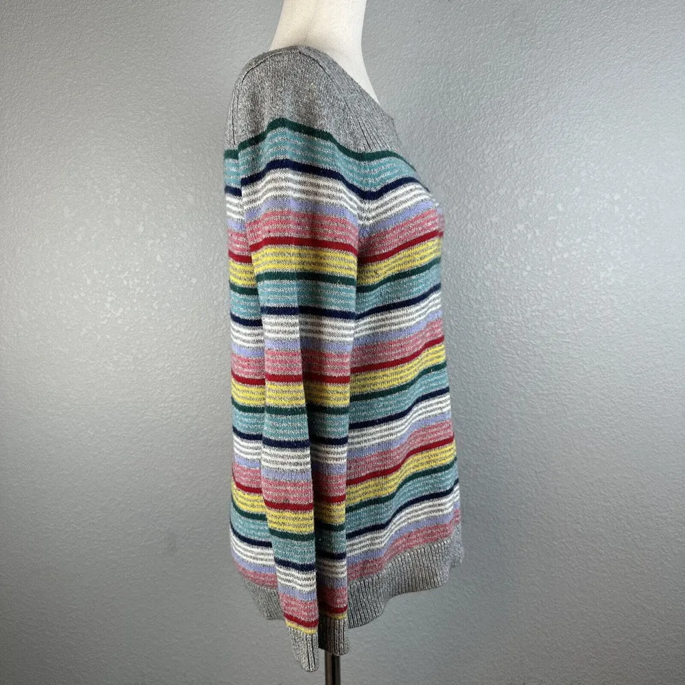 Talbots Womens Boatneck Rainbow Stripe Pullover Sweater M Medium - Image 4