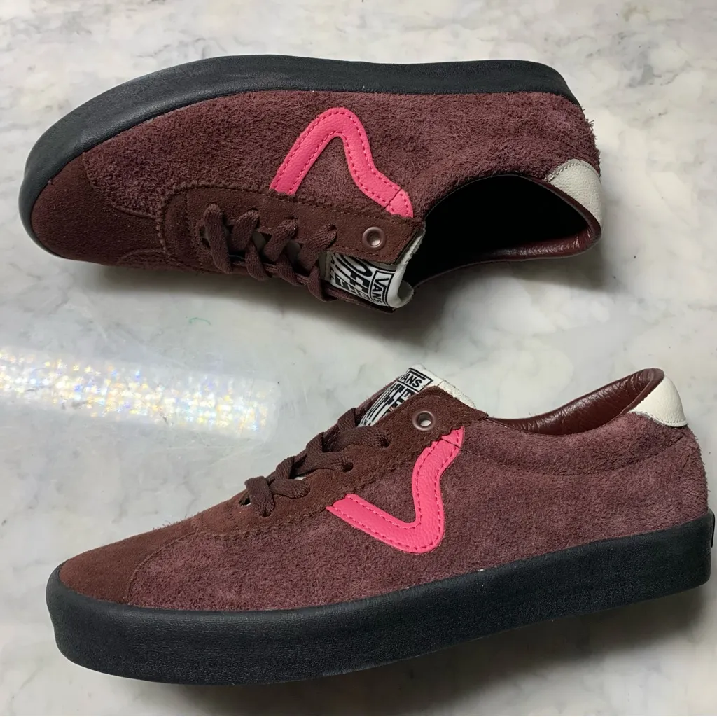 Vans Sport Low Suede Unisex (M - 7, W- 8.5) Sneakers Pop Brown Pink Skater Shoes - Image 3