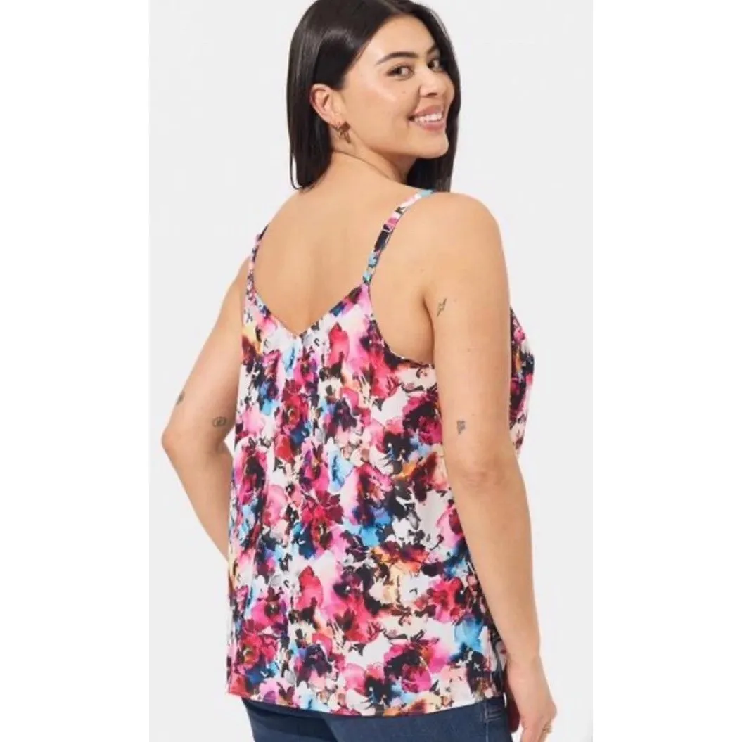 Torrid Floral V-Neck Cami Tank Top Adjustable Straps Multicolor Plus 4X NWT - Image 3