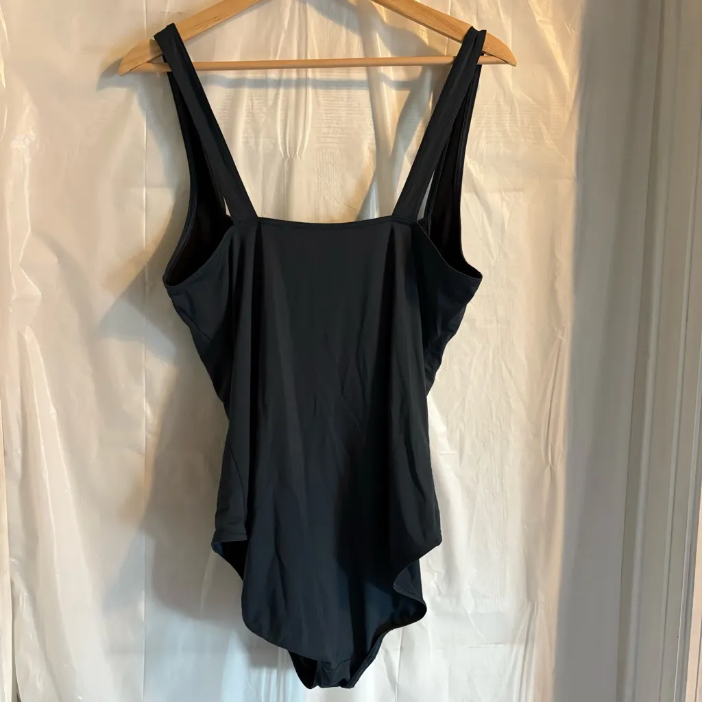 Calvin Klein Blue Gray Swimsuit Sz 14 Tummy Coverage Minimalist Flattering‎ Swim - Image 2