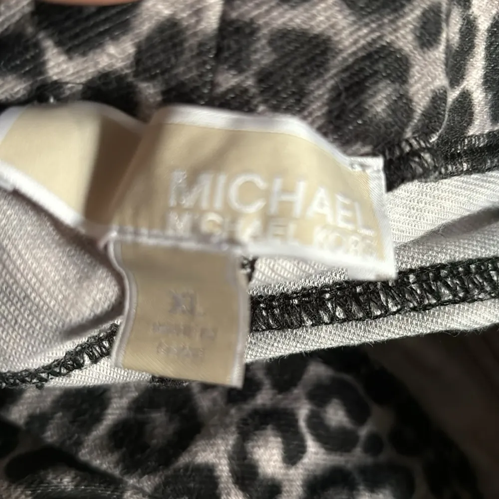 Michael Michael Kors Pull On Denim Leopard Leggings Jeans XL Stretch Casual Black Size 14 - Image 5