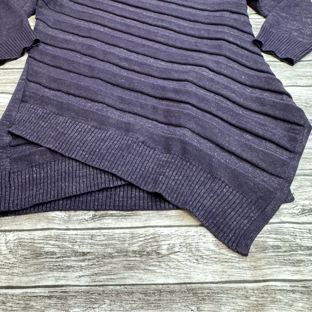 New York & Company Womens Asymmetrical Sweater Dark Purple Metallic M Med Medium - Image 7