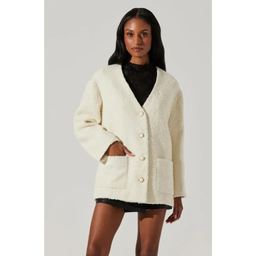 ASTR the Label Maidy Coat in Cream Small New Womens Blazer Jacket - Image 10