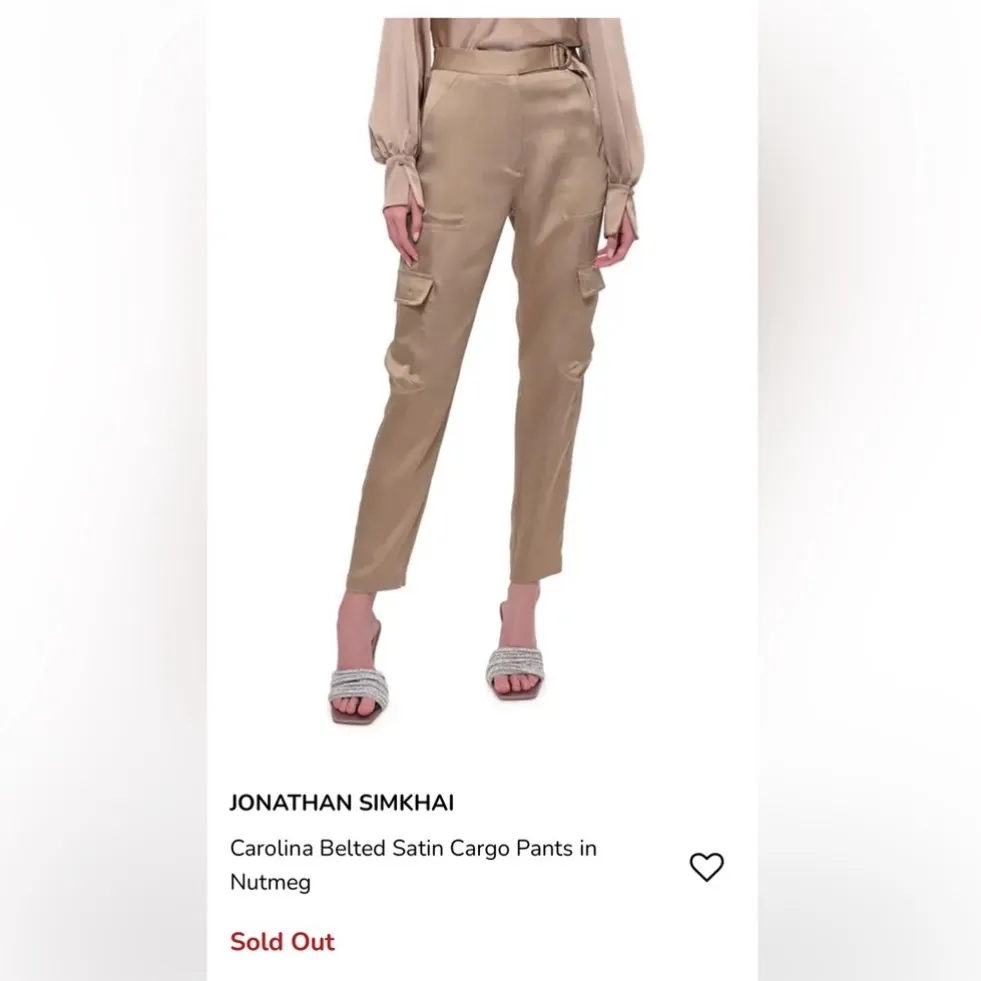 Jonathan Simkhai Carolina belted Satin cargo pant in nutmeg NWT Tan Size 6 - Image 9